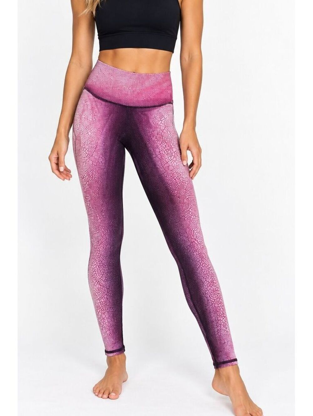 Niyama Sol Shagreen Peony Barefoot Leggings XS NWT Pink Purple Ombre Yoga
